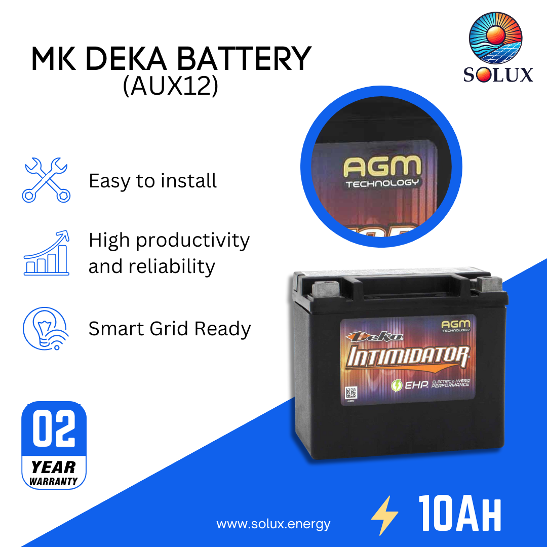 This is an image of MK Deka AUX12 Battery 10Ah 12V AGM